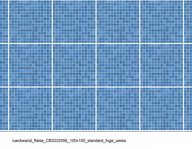 Blau gemusterte Mosaikfliesen, 100x100 mm, mit standardweißer Fuge, geeignet für Wände