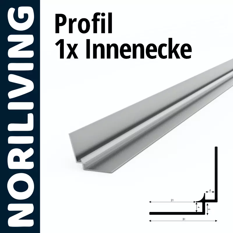 Profil 1x Innenecke von Noriliving, zeigt ein Metallprofil für Innenecken