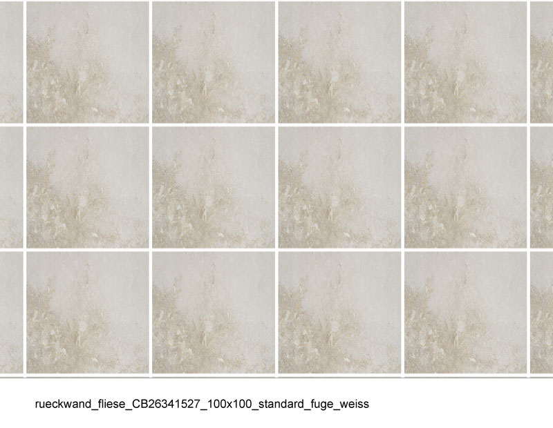 Beige Rückwandfliese in 100x100 cm Größe, Standardfuge Weiß, geeignet für Küche und Bad