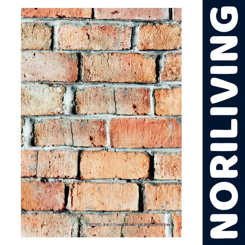 Nahaufnahme einer Ziegelsteinwand als Wanddekoration von NORILIVING